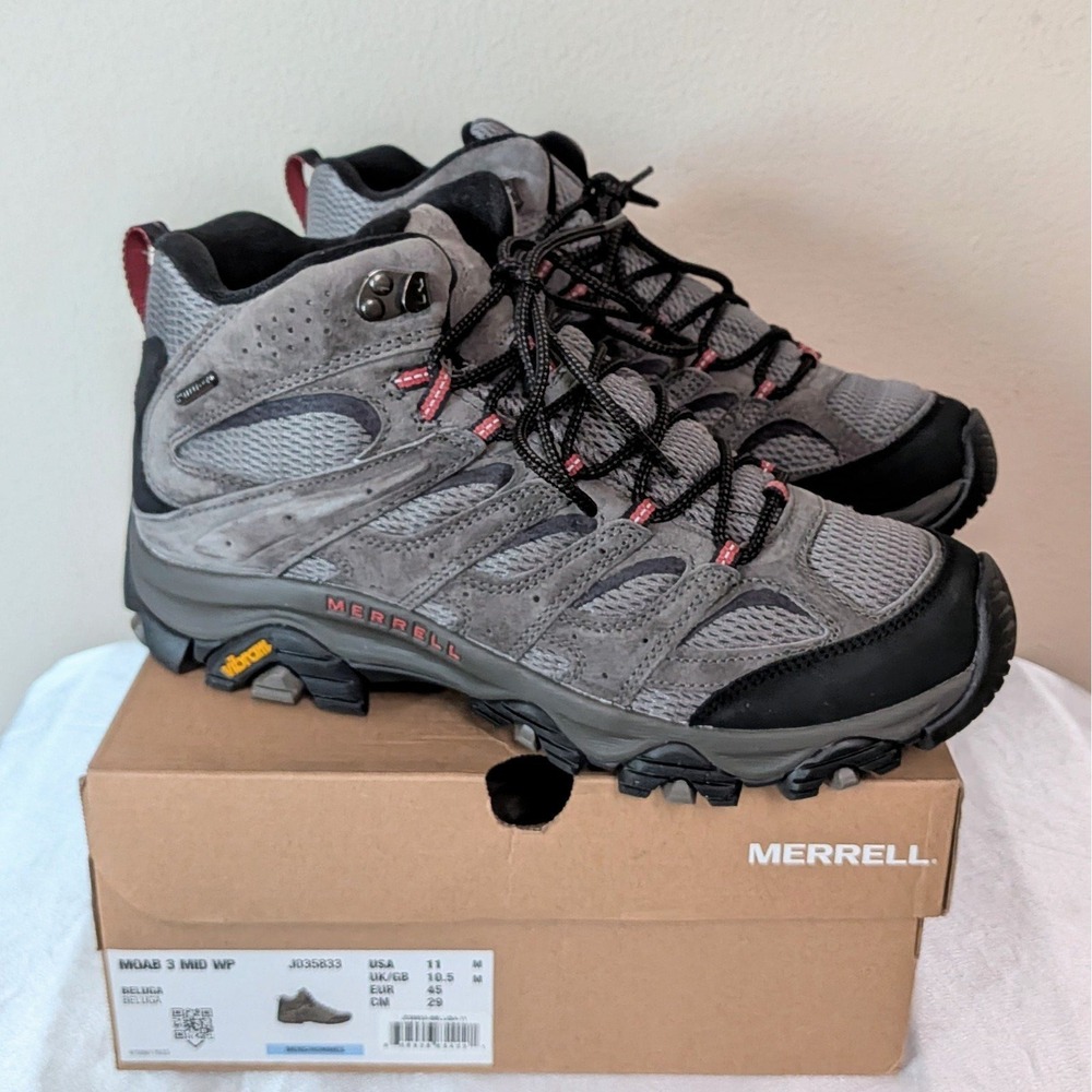 New Merrell Men's Moab 3 Mid Waterproof Beluga Boots Shoes Size 11